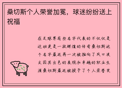 桑切斯个人荣誉加冕，球迷纷纷送上祝福